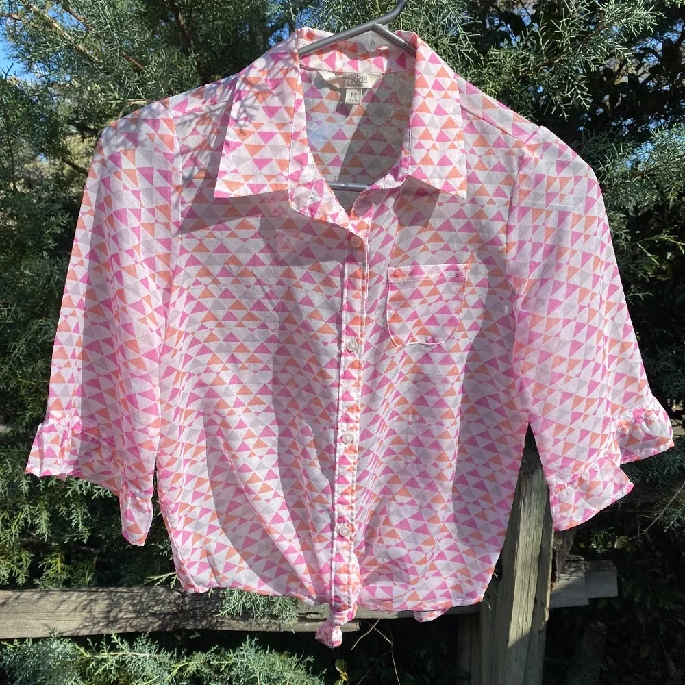 American Eagle Outfitters 77kids button up shirt sheer girls M